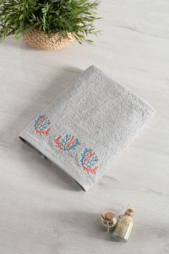 Coral Embroidered Face Towel