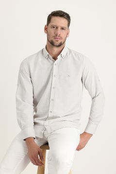 Long Sleeve Relax Fit Linen-Looking Shirt