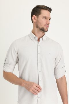 Long Sleeve Relax Fit Linen-Looking Shirt