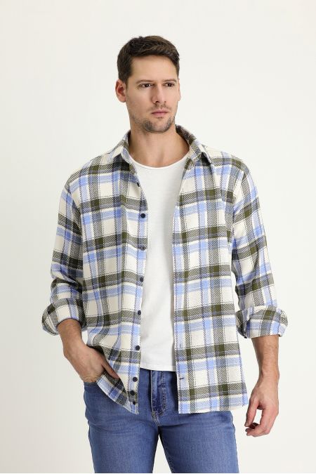 Long Sleeve Plaid Slim Fit Shirt