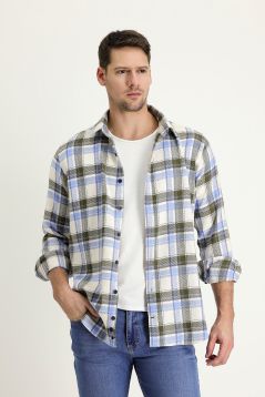 Long Sleeve Plaid Slim Fit Shirt