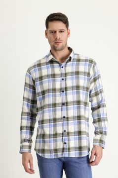 Long Sleeve Plaid Slim Fit Shirt