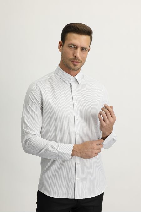 Long Sleeve Slim Fit Patterned Shirt