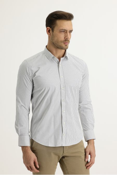 Long Sleeve Striped Slim Fit Shirt