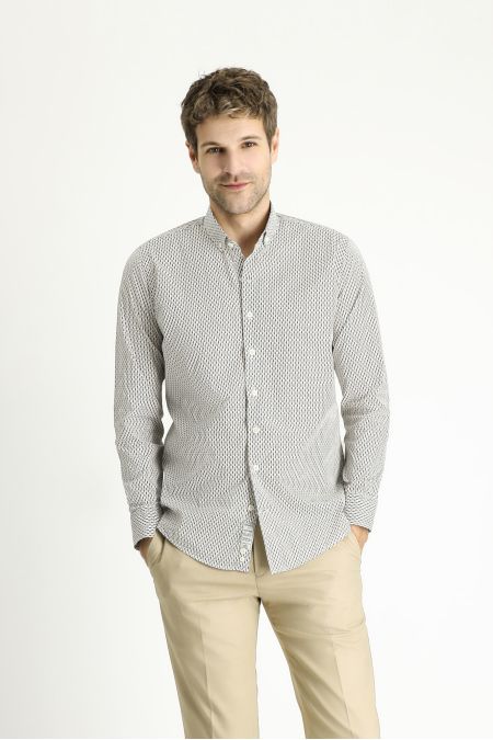 Long Sleeve Slim Fit Patterned Shirt