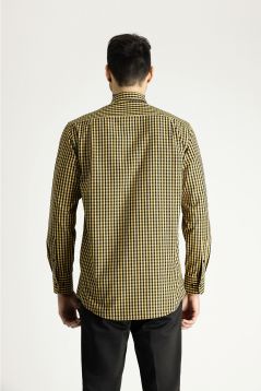 Long Sleeve Regular Fit Plaid Cotton Flannel Shirt