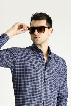 Long Sleeve Regular Fit Plaid Easy-Iron Cotton Shirt