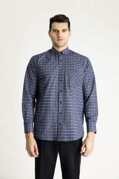 Long Sleeve Regular Fit Plaid Easy-Iron Cotton Shirt