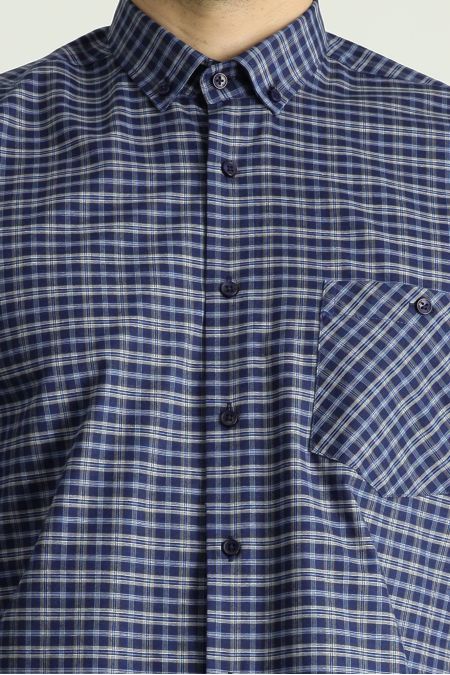 Long Sleeve Regular Fit Plaid Easy-Iron Cotton Shirt