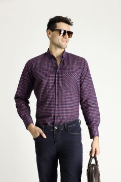 Long Sleeve Regular Fit Plaid Cotton Shirt