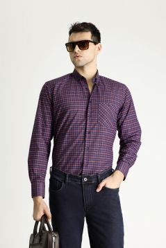 Long Sleeve Regular Fit Plaid Cotton Shirt