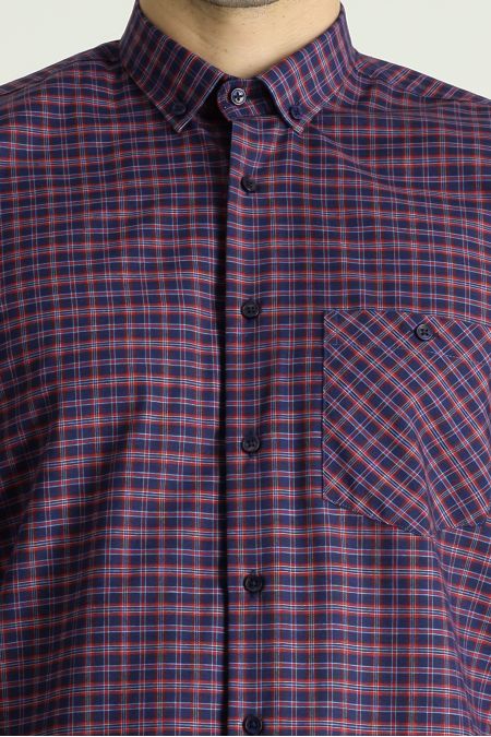 Long Sleeve Regular Fit Plaid Cotton Shirt