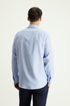 Long Sleeve Regular Fit Striped Easy-Iron Cotton Shirt