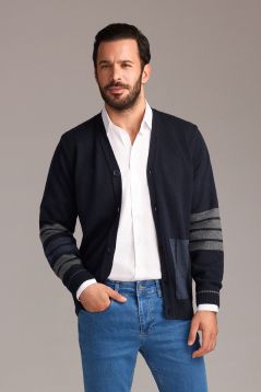 Regular Fit Wool Patterned Knitwear Cardigan